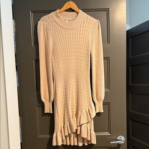 Anthropologie Cream Long Sleeve Sweater Dress